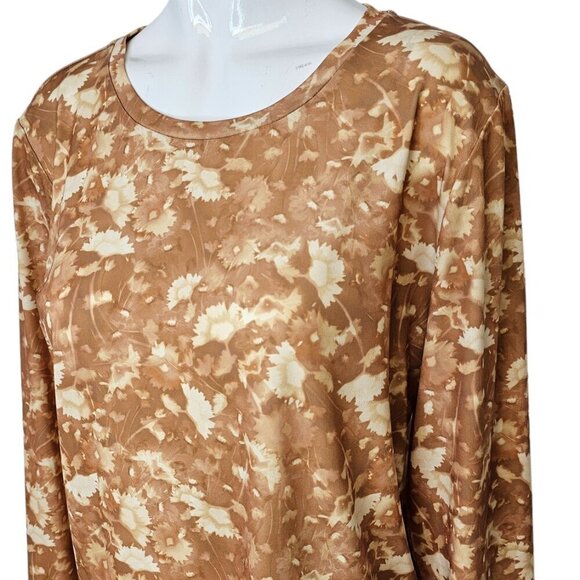 Aritzia Wilfred Hour Long Sleeve Shirt  Size XL Crew Neck Stretch Jersey Floral - Picture 3 of 7